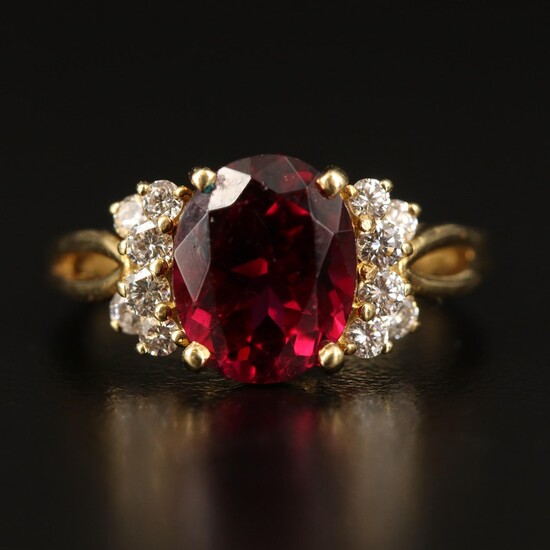 18K Rhodolite Garnet and Diamond Ring