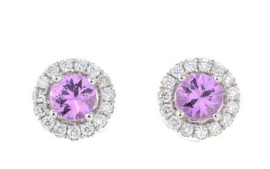 18ct gold pink sapphire & diamond cluster earrings