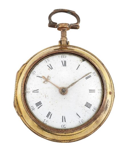 18th century gilt pair case pocket watch,...
