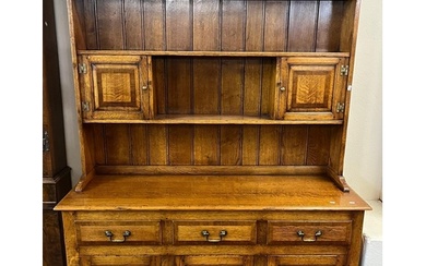 18th century style oak two stage rack back dresser, possibly...