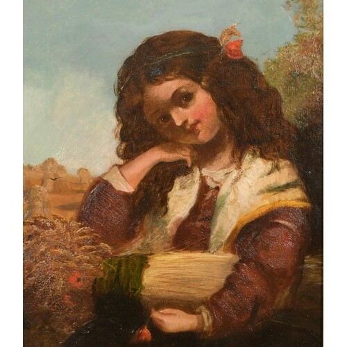 19th Century English School, a young maiden resting from the...
