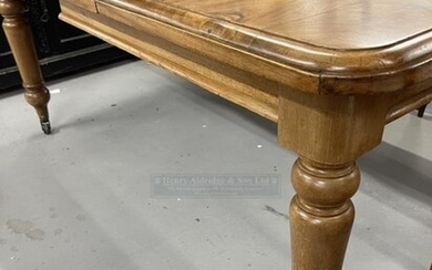 19th cent. Mahogany extending dining table on tapering supports,...