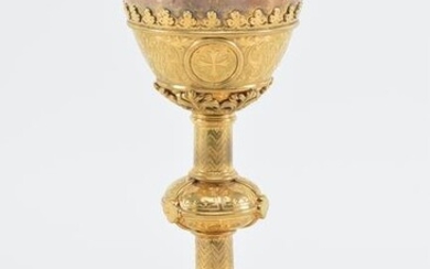 19th century gilt silver Continental chalice. Ornate