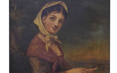 19th century oil on canvas - Peasant maiden
