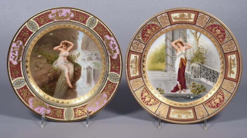 (2) 19th C Royal Vienna Hand Painted Cabinet Plates