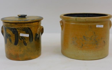 (2) stoneware crocks. 19th-century. To include