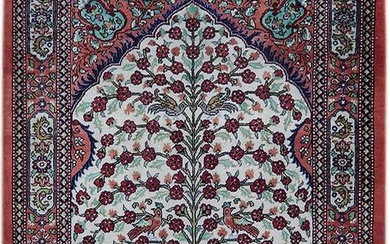 2 x 3 Persian Qum Silk Rug SIGNED
