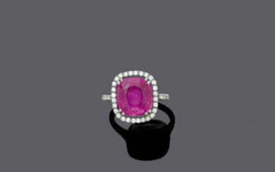 PINK SAPPHIRE AND DIAMOND RING, BY DAVID MORRIS.