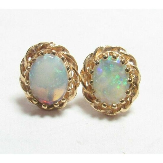 2cts Opal Cabochon 14kt Gold Earrings