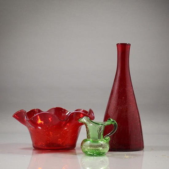 [3] Assorted Mid-Century Modern Glass Bowl Vase Pitcher