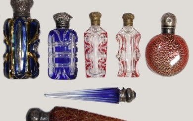 (7) ASSORTED CRYSTAL & CUT GLASS SCENT BOTTLES