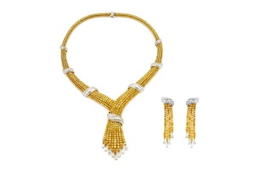 48.40 Carat Yellow Diamond and 17.06 Carat Diamond Necklace and Earrings Set