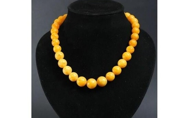 55 g. natural pressed Baltic amber necklace yellow