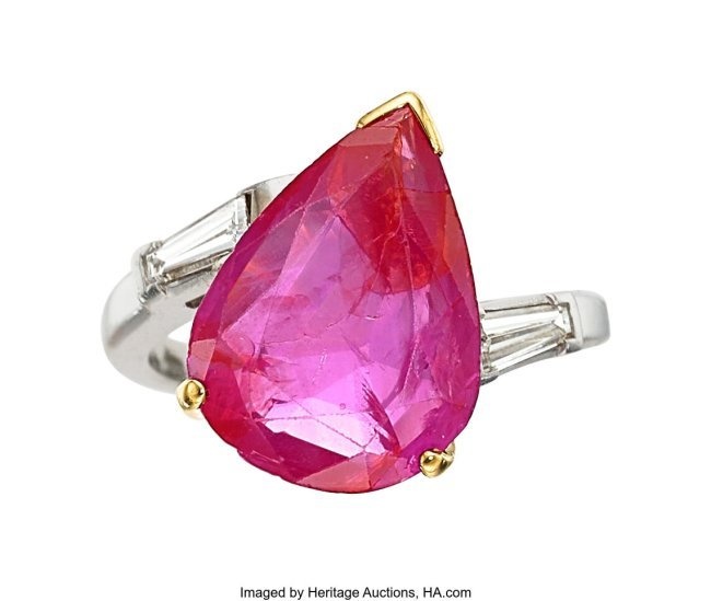 55274: Burma Pink Sapphire, Diamond, Platinum, Rose Go