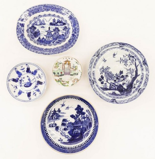 5pc Chinese 18th/19th Cent. Porcelain Dishes 3'' to