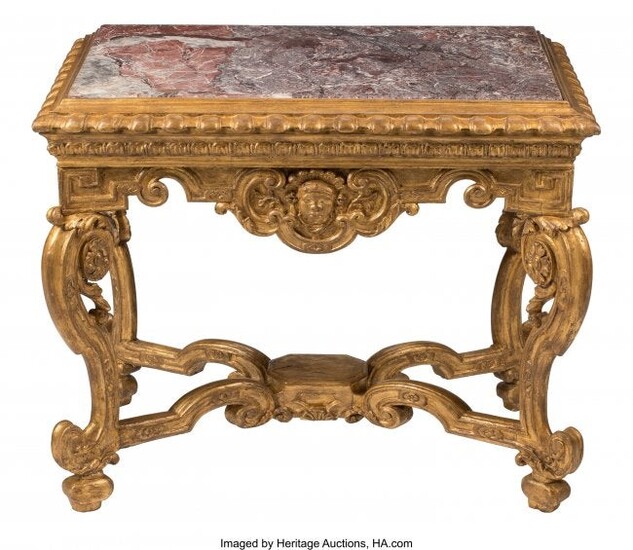 61074: A Continental Baroque Carved Gilt Wood Console T