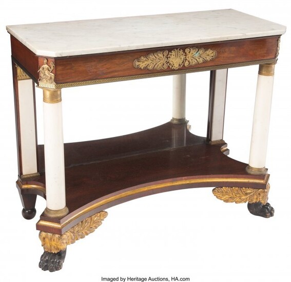 61174: An American Empire Console Table with Marble Top