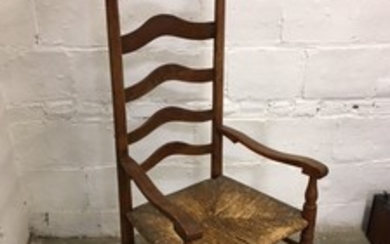 A maple and ash slat-back armchair Pennsylvania, 18th century...