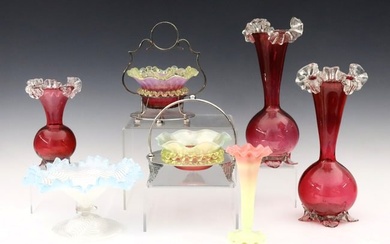 7 pc Victorian Art Glass