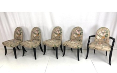 5pc WENDELL CASTLE Ebonized Dining Chairs. One ar