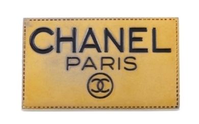 Chanel Vintage Name Tag Brooch, gold tone with pin