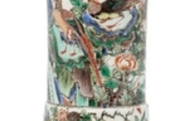 A Chinese porcelain famille verte beaker vase,...