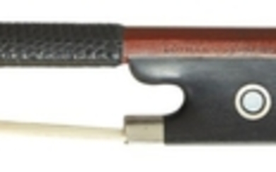 German Silver-Mounted Violin Bow - The octagonal stick stamped LOTHAR HERRMAN at the butt, the ebony frog with parisian eye, the silver and ebony adjuster, weight 61 grams.