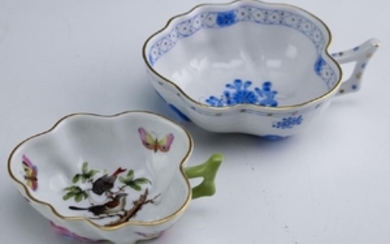 LOT of 2 Herend Hungarian Porcelain Leaf Dishes