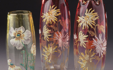 Mid-European enameled glass vases
