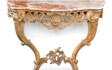 A Rococo Style Giltwood Console Table