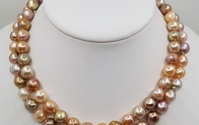 925 Silver - 9x11mm Shimmering Multi Edison Pearls