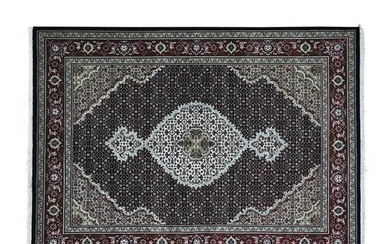 Wool And Silk Tabriz Mahi Design Hand-Knotted Oriental