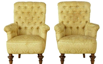 PAIR OF 19TH CENTURY VICTORIAN BUTTONBACK ARMCHAIRS