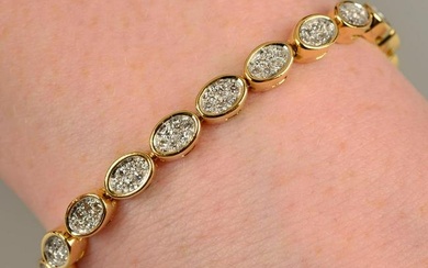 A 1970s 18ct gold single-cut diamond bracelet, by Kutchinsky.Estimated total diamond weight