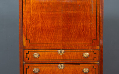 A 19th Century veneered and inlaid French secretaire a abattant...