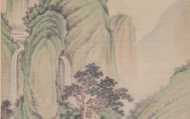 A CHINESE LANDSCAPE PAINTING ON PAPER, HANGING SCROLL, PU JIN MARK