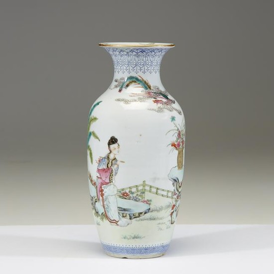 A Chinese famille rose-decorated baluster vase, 20th