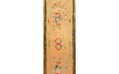 A Chinese orange-ground embroidery, 19th century