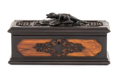 A French Japonisme Part-Ebonized Carved Rosewood Table Casket