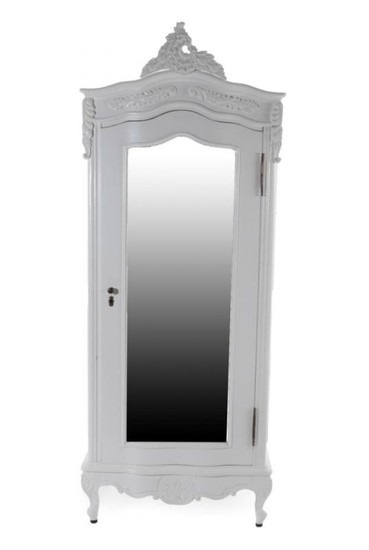 A French Style White Painted Armoire, modern, with moulded canopy...