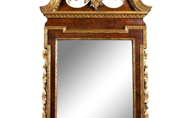 A George II Walnut and Parcel Gilt Mirror