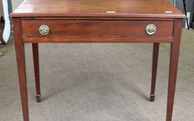 A George III Mahogany Side Table, moulded rectangular top, single...