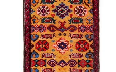 A HAND KNOTTED MULTI COLOUR RUNNER RUG, PROBABLY RUSSIAN...