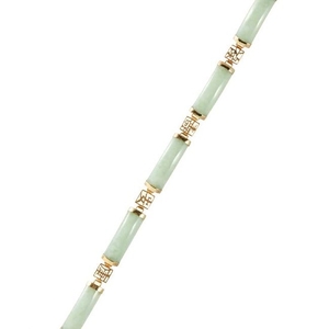 A JADE LINK BRACELET in yellow gold, set with five