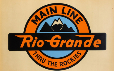 A LARGE PRINTED CARDSTOCK LOGO FOR THE RIO GRANDE RR