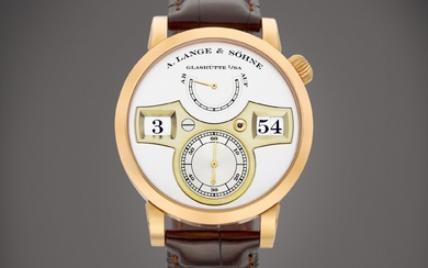 A. Lange & Söhne Zeitwerk, Reference 140.032 | A pink gold wristwatch with digital time display and power reserve indication, Circa 2009 | 朗格 | Zeitwerk 型號140.032 | 粉紅金腕錶，備跳字及動力儲備顯示，約2009年製