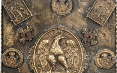 A METAL-MOUNTED ICON SHOWING THE MOTHER OF GOD Greek