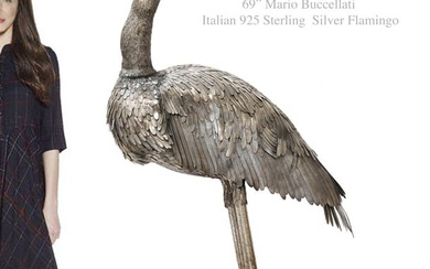 A Monumental Italian Mario Buccellati 925 Sterling Silver Flamingo