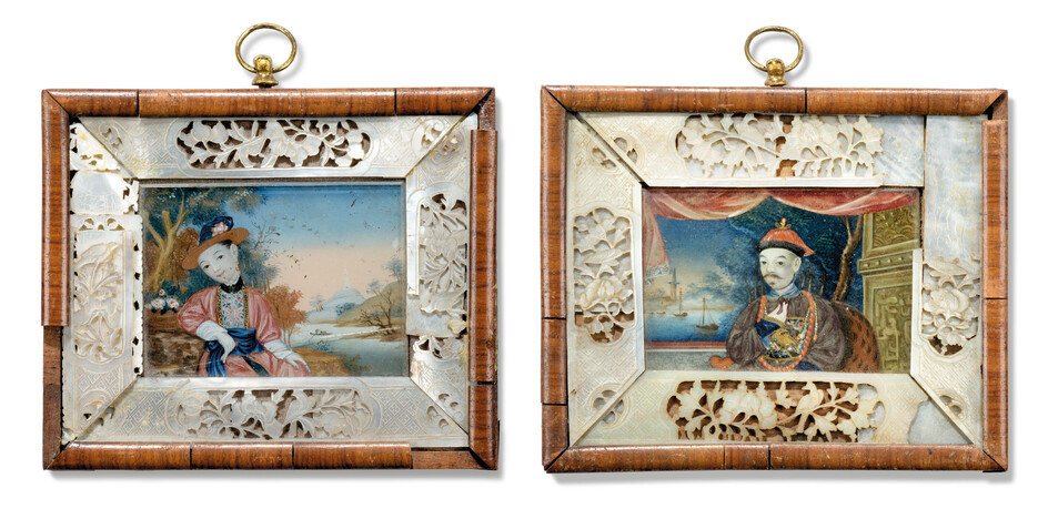 A PAIR OF CHINESE EXPORT REVERSE-GLASS PAINTINGS