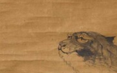 A PAIR OF KAKEMONO DEPICTING A TIGER AND A DRAGON.